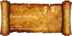 Zwick Bálint névjegykártya