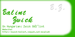balint zwick business card